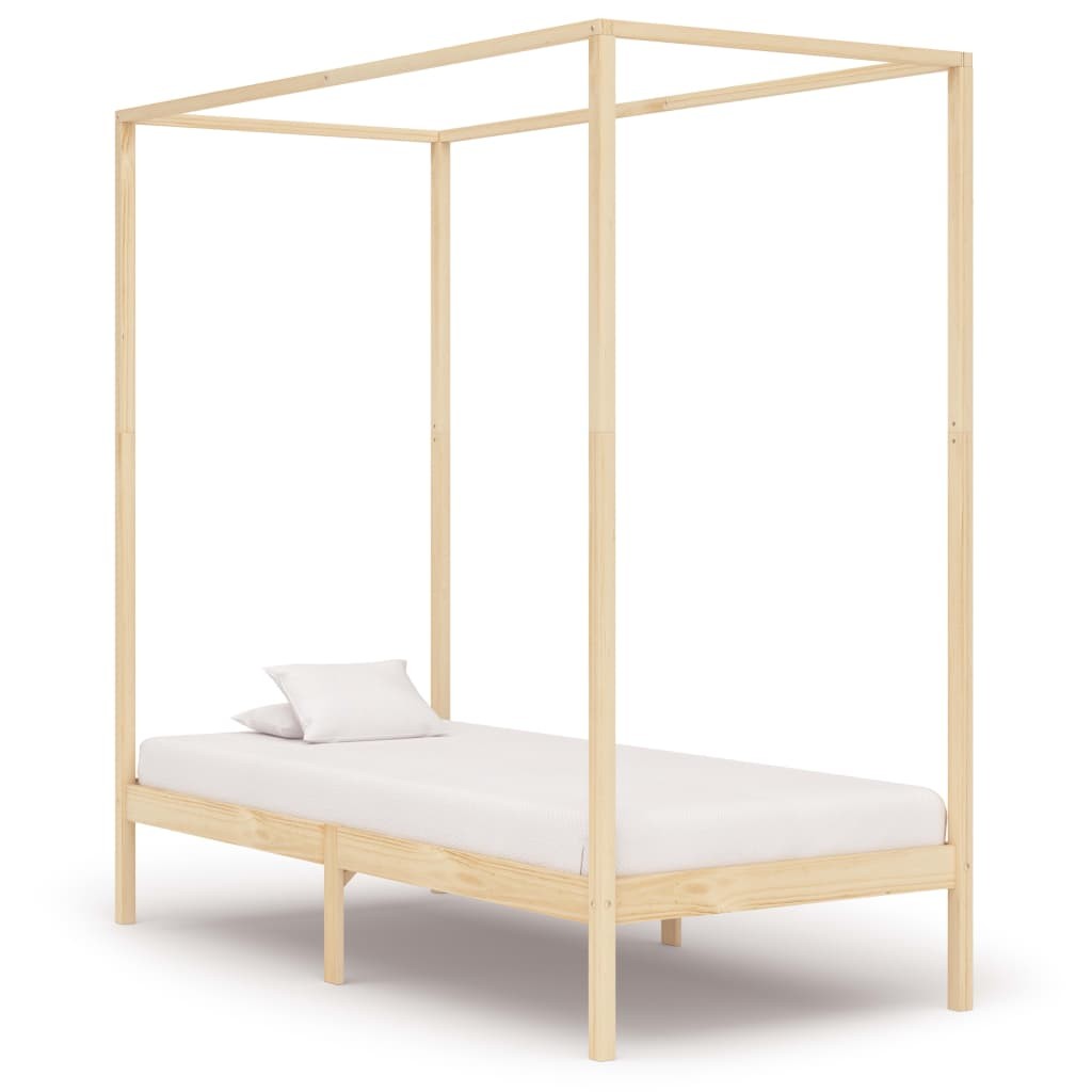 Canopy Bed Frame with 2 Drawers Solid Pine Wood 100x200 cm
